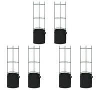 Gabbie per pomodori con sacchetti per piante, 6 pezzi da 116 cm, in acciaio con rivestimento in PE e connettori in PP, versatile supporto per piante per pomodori, cetrioli, fiori, balcone, giardino
