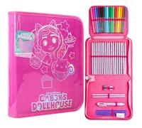 Gabby’s Dollhouse Astuccio Bambina Set Cancelleria con Matite Colorate Marcatori Penna Temperamatite Gomma Righello Accessori Scuola