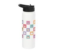 Gabby’s Dollhouse Checkerboard Faces All Over Print Stainless Steel Insulated Water Bottle