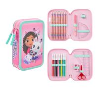 Gabby’s Dollhouse Porta Penne per Bambini, Astuccio Scuola 2 Scomparti per Bambina, Portapenne Completo di Colori