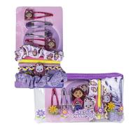Gabby´s Dollhouse - Set di bellezza - 2 elastici in tessuto, 4 elastici, 4 forcine e beauty case - Multicolore - Ispirato a Gabby´s Dollhouse - Prodotto originale progettato in Spagna