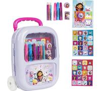 Gabby - Set di cancelleria colorata Trolley Gabby's Dollhouse - Astuccio scuola con ruote per ragazze | Kit creativo con adesivi, colori e attività di Gabby