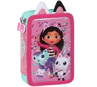 Gabby's Dollhouse Astuccio a due scomparti CON ATTREZZATURE per bambina, PER SCUOLA - 32 elementi, 2 cerniera, ORECCHIE 3D (Gabby Pieghevole)