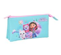 GABBY'S DOLLHOUSE - Astuccio triplo, astuccio per bambini, ideale per bambini in età scolastica, comodo e versatile, qualità e resistenza, 22 x 3 x 12 cm