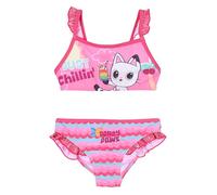 Gabby's Dollhouse Bikini da Spiaggia per Bambina, Costume da Bagno Due Pezzi con Volant e Dettagli Glitter, Just Chillin' Pandy Paws (IT, età, 6 Anni, Regular, Rosa)