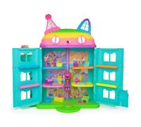 Gabby's Dollhouse , Casa delle bambole per festeggiamenti da 15 pezzi a tema arcobaleno, personaggi giocattolo, mobili per la casa delle bambole e 6 effetti sonori, giocattoli per bambine e bambini dai 3 anni in su