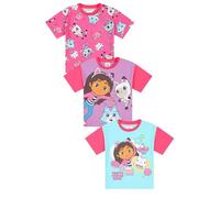 Gabby's Dollhouse - Confezione da 3 magliette per bambine, rosa, 5-6 Anni