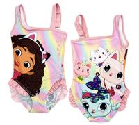 Gabby's Dollhouse Costume da Bagno Bambina Intero - Costume Arcobaleno con Gabby e Le Amiche Gatte - Spalline Regolabili - Mare Piscina Estate - 2-6 Anni (IT, età, 4 Anni, Regular)