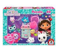 Schmidt Spiele 56473 Gabby Dollhause, festa di compleanno nella casa delle bambole, bambini da 60 pezzi, puzzle glitterato, Multicolore