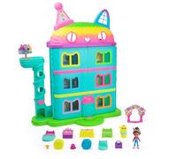 Gabby's Dollhouse , Casa delle bambole per festeggiamenti da 15 pezzi a tema arcobaleno, personaggi giocattolo, mobili per la casa delle bambole e 6 effetti sonori, giocattoli per bambine e bambini dai 3 anni in su