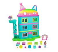 Gabby's Dollhouse , Casa delle bambole per festeggiamenti da 15 pezzi a tema arcobaleno, personaggi giocattolo, mobili per la casa delle bambole e 6 effetti sonori, giocattoli per bambine e bambini dai 3 anni in su
