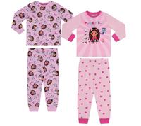 Gabby's Dollhouse/La casa delle Bambole di Gabby, Confezione da 2, Cotone Pigiama a Maniche Lunghe, Pink/White, 4-5 Anni: 110cm, Rosa