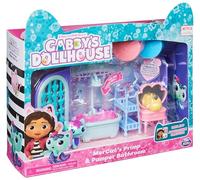 Gabby's Dollhouse, Primp and Pamper Bathroom con statuetta MerCat, 3 accessori, 3 mobili e 2 consegne, giocattoli per bambini dai 3 anni in su