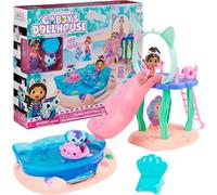 Gabbys Dollhouse Purr-ific Pool Playset con personaggi Gabby e MerCat, code di sirena che cambiano colore e accessori per la piscina, giocattoli