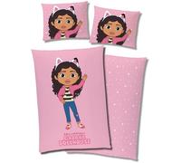 Gabby's Dollhouse - Set di biancheria da letto per bambini, 135 x 200 cm + 80 x 80 cm, in flanella super morbida, reversibile, per ragazze, copripiumino, articolo per fan
