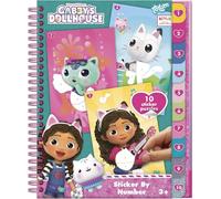 Gabby's Dollhouse Sticker libro da colorare con numeri, libro per bambini in età prescolare e piccoli appassionati di bricolage, 10 puzzle adesivi e immagini da colorare