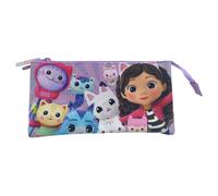 CYPBRANDS Gabby- Astuccio Triplo, Astuccio, 5 Scomparti, Scuola Materna, Astuccio, Gabby, Pandy Patitas, Colore Viola, Prodotto Ufficiale (Marchi CyP)