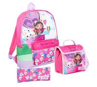Gabby's Dollhouse Zaino, borsa per il pranzo, astuccio per ragazze, set da 3 pezzi, motivo: Pandy Paws, rosa, Taglia unica