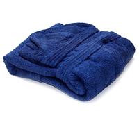 Gabel - Accappatoio con cappuccio e tasche, modello Viareggio, completamente realizzato in cotone, tinta unita, Bleu Nuit, Taglia L