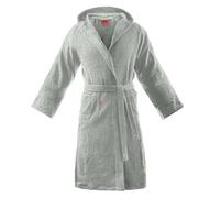 Gabel - Accappatoio con cappuccio e tasche, modello Viareggio, completamente realizzato in cotone, tinta unita, grigio chiaro, Taglia M