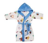 Gabel - Accappatoio Junior ALFABETO - Morbida Spugna Cimata di Puro Cotone 100% (Azzurro Chiaro, Taglia 4 (9/10 Anni))