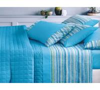 Gabel Completo Letto Matrimoniale 100% Cotone lenzuolo sopra + sotto con angoli + federa con Stampa digitale colore Celeste - Clipper 18919