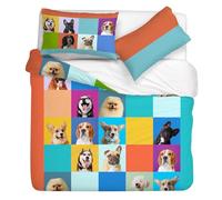 Gabel Parure Copripiumino Dogs, 250x205 cm, Puro Cotone, Multicolor, Stampa Fotografica Digitale