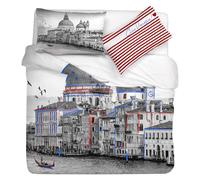 Gabel Parure Copripiumino Venezia, 250x205 cm, Puro Cotone, Grigio, Stampa Fotografica Digitale