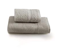 Gabel Set Asciugamano con Ospite, Tinta Unita, 100% Cotone, Grigio, 100 x 60 cm