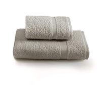 Gabel Set Asciugamano con Ospite, Tinta Unita, 100% Cotone, Grigio, 100 x 60 cm