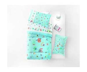 Gabel set carrozzina ALFABETO 100% cotone azzurro chiaro