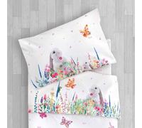 Gabel/TRUDI Home - Completo Lenzuolo (per culla/lettino baby con sponde) Stampato con tecnica digitale su madapolam di Puro Cotone 100% - BUTTERFLY (Petalo)