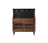 Gabinetto del Buffet Mobiletto laterale portaoggetti in legno massello di noce nero for bar e caffetteria, piccolo mobile decorativo da parete for ingresso soggiorno Armadietto per Posate(90x40x120cm)
