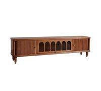 Gabinetto del Centro di Intrattenimento Mobile TV Retrò In Legno Massello For Soggiorno, Piccolo Appartamento, Mobile Audiovisivo, Mobili In Stile Antico Supporto della Televisione(B:220CM*40CM*55CM)