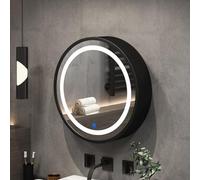 Gabinetto principale rotondo dello specchio del bagno, gabinetto messo fissato al muro della medicina con la luce di controllo del touch screen