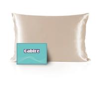 Gabire Federa in seta di gelso, per capelli e pelle, anti acne, su entrambi i lati, in vera seta, antimicrobica, con cerniera nascosta, champagne, queen size (50,8 x 76,2 cm)