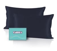Gabire Set di 2 federe in seta di gelso, in vera seta su entrambi i lati, per capelli e pelle, previene l'acne, organiche, confezione da 2 con cerniera nascosta, blu navy, standard (50 cm, 66 cm)