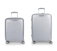 Gabol Queens 4 ruote Set di valigie 2 pezzi con piega di espansione color argento