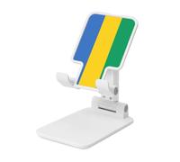 Gabon Flag Supporto per cellulare pieghevole ad angolo regolabile in altezza Supporto per cellulare portatile da tavolo compatibile con tutti gli smartphone bianco