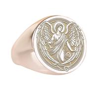 Gabriel in argento sterling 925 | Anello placcato argento | Anelli con sigillo rotondi 15x15 mm | Misura della fascia US 5-12,5 Avelaibal | LKDR_0690