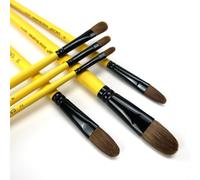 GACDR Filbert - Set di pennelli ovali in zibellino sintetico, per pittura ad acquerello, acrilico, olio, tempera e guazzo, 6 pezzi