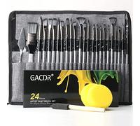 GACDR Set di pennelli in acrilico, 24 pezzi, per colori acrilici, con custodia per panno e 2 spugne, pennello per acquerello, pennello per gouache, pennello per pittura a olio