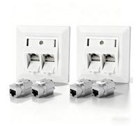 Gachiwar 2 prese di rete CAT 7 a 2 porte, da incasso, colore bianco, CAT 7 Keystone RJ45, compatibile con cavi CAT7/CAT6A/CAT6, supporta PoE e T568A/T568B