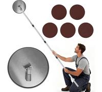 Gachiwar Levigatrice per muri a secco a 360° - con asta di prolunga da 200 cm, pulizia/lucidatura delle pareti, include 5 fogli abrasivi (grana 80、100、120、180、240)