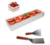 Gachiwar Teglia rettangolare in lega di alluminio, 41,7 x 10 x 6 cm, forma rettangolare con 2 spatole, parte laterale rimovibile, per la preparazione di torte, pane tiramisù
