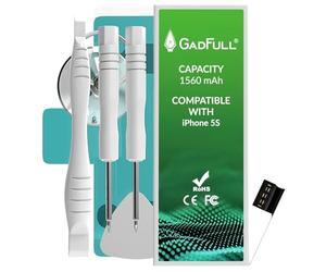 GadFull Batteria compatibile con iPhone 5S | 2026 Data di produzione | Manuale Profi Kit Set di Attrezzi | Batteria di ricambio senza cicli di ricarica | Con tutti gli APN originali