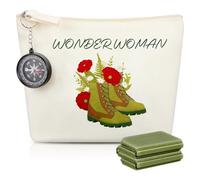 Gadget da campeggio, set di 3 accessori per escursioni, inclusi 1 impermeabile, resistente alle intemperie, pieghevole, 1 bussola, 1 borsa meravigliosa, borsa in tela, attrezzatura da trekking da