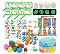 Gadget Dinosauri Compleanno Bambini, Festa Dinosauri Compleanno Bambini, Regalini Fine Festa con Lente d'ingrandimento, Portachiavi Luminoso, Uovo di Dinosauro e Tatuaggi adesivi con dinosauri