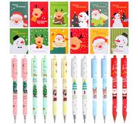Gadget natalizi per bambini, 24 pezzi Mini Natalizio Quaderno, penne natalizie, cancelleria natale, Mini Natalizio Quaderno con Motivi di Babbo Natale e Pupazzo di Neve Regali Natale Bambini