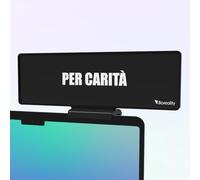 Gadget Ufficio Ironico con Morsetto, Regalo Originale Colleghi e Amici, Decorazione Scrivania Smart Working, Accessorio Divertente Postazione Lavoro - Per carità (black and white)